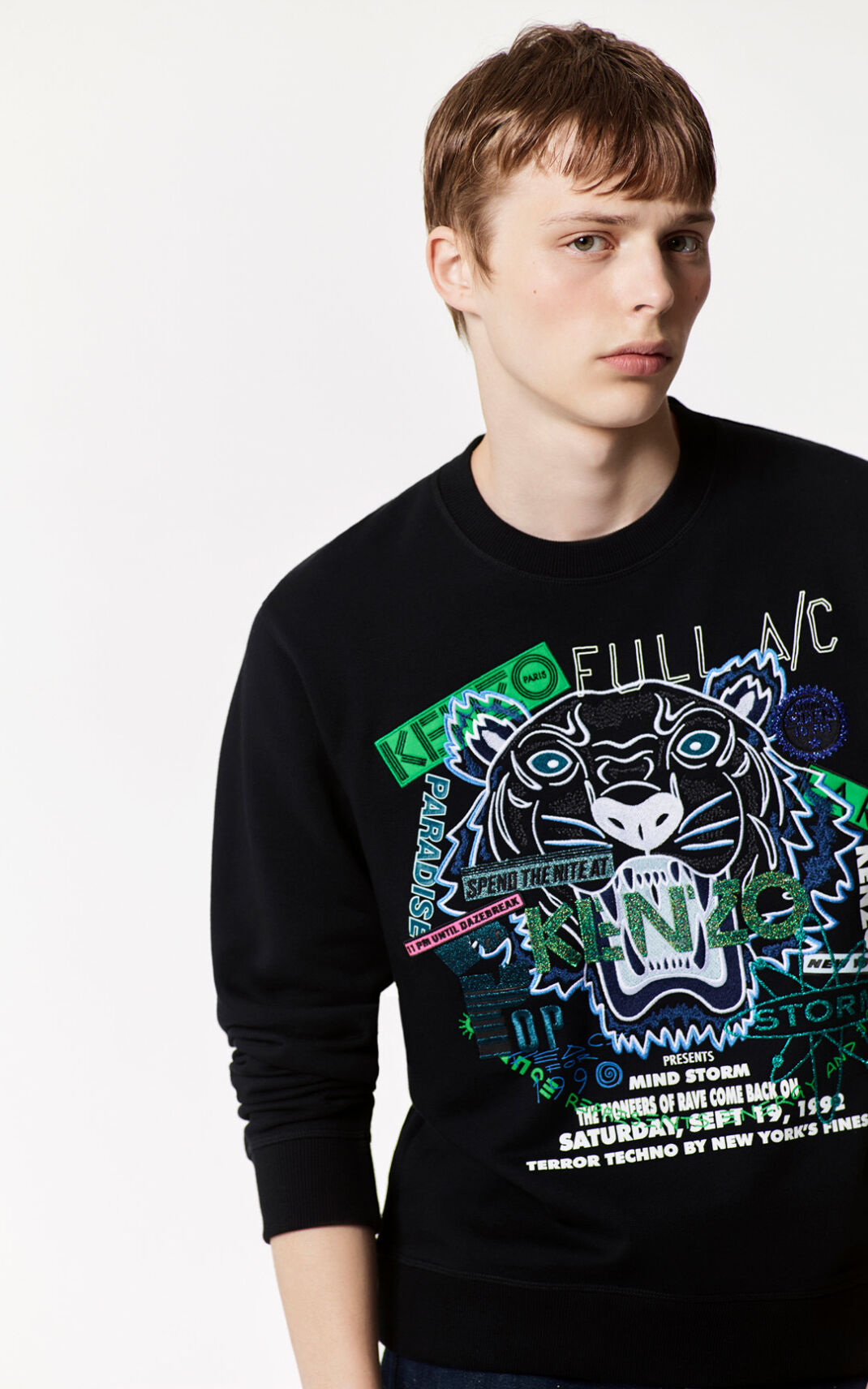 Sweat Kenzo Homme Tiger x Flyer Noir VSLXP-5819